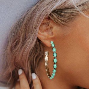 Turquoise C-Shaped Earrings